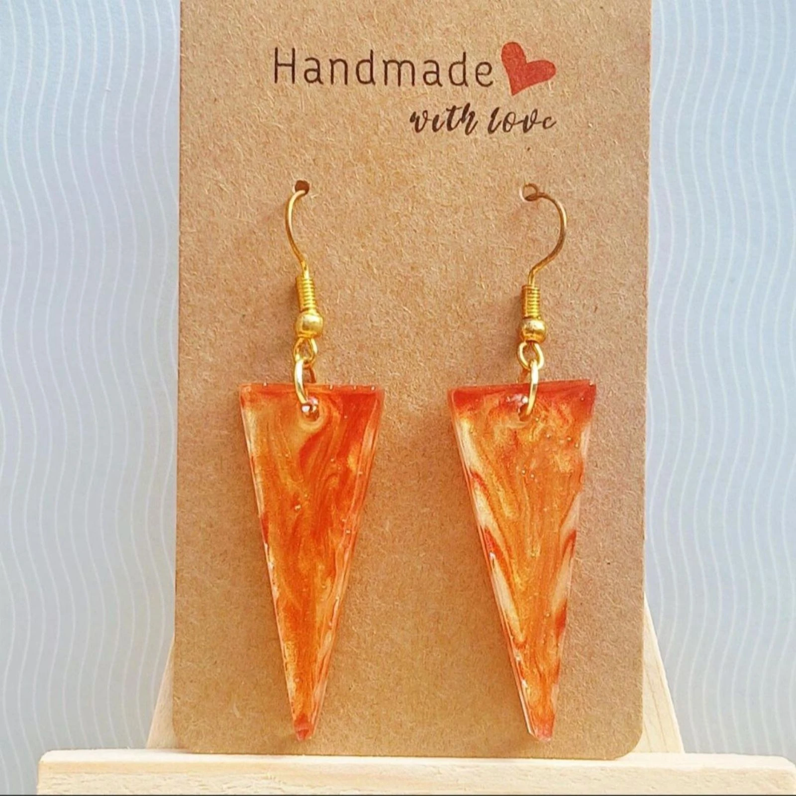 Orange-toned triangle earrings – photo 2